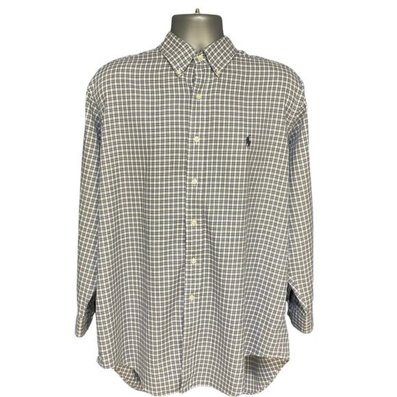 Vintage Ralph Lauren Blue and White Checked  Yarmouth Button Down Size 16 1/2 - Picture 1 of 8